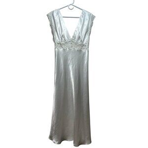 Private Luxuries Silky Babydoll Long Night Gown Dress Large White Castle Romanti